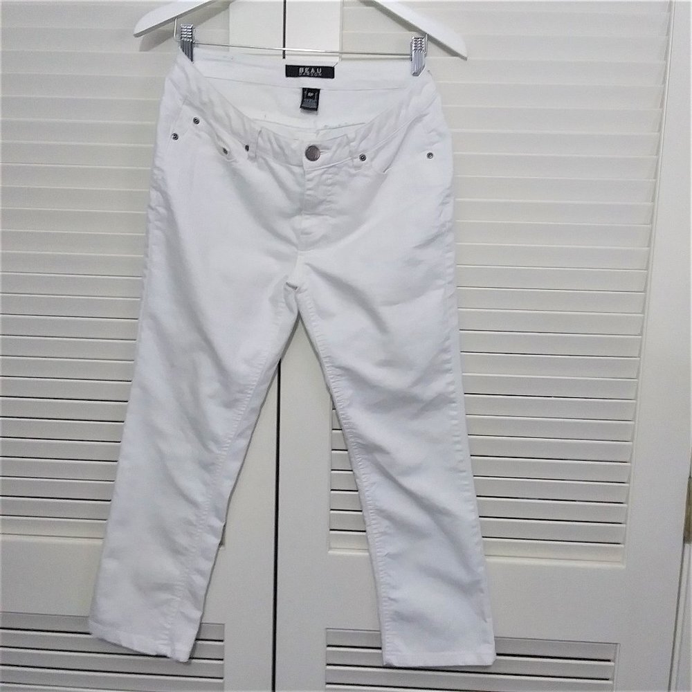 Beau Dawson Crop Pants White Cotton Blend Five Pocket Capri Womens 8‎ Petite